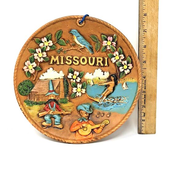 Missouri Gun Totin Hillbbilly Souvenir Wall Plate Kitschy 3D Vintage Japan 8in - Picture 6 of 11